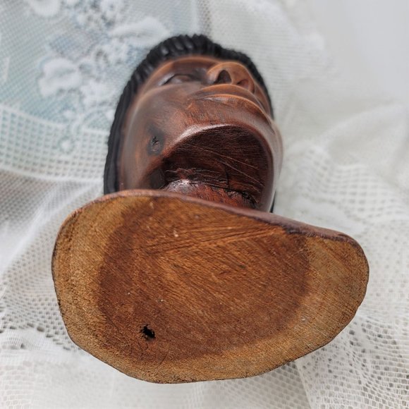 Vintage Hand Carved Woman's Head Figurine - Picture 9 of 9